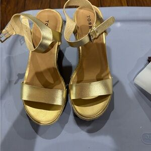 Torrid Gold Wedge Sandals with Strappy Design